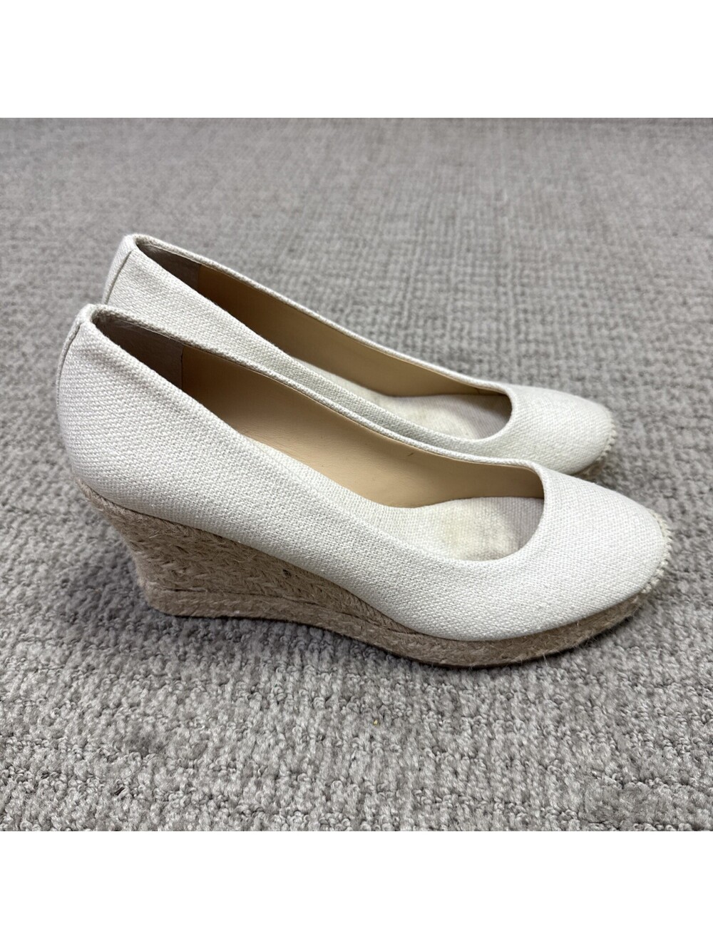 J.Crew Women's White Canvas Wedge Shoes Size 8